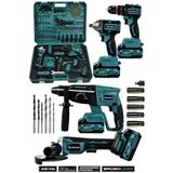 ASR1256 Assur 21V 4'lü Set Taşlama - Somun Sıkma Sökme - Akülü Vidalama - Kırıcı Delici Hilti