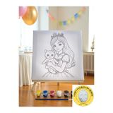 Asra Çocuk Tuval Boyama Seti (ŞÖVALE, FIRÇA VE 6 RENK AKRİLİK BOYA SETİ) Hobi Seti Mini Tuval 22x22 CM