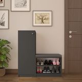 ASRA TREND Antrasit A-18 Modern Ayakkabılık ve 60 cm Geniş Konforlu Puf Seti%100 MDFLAM