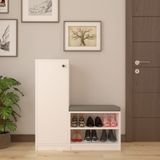 ASRA TREND Beyaz A-11 Modern Ayakkabılık ve 60 cm Geniş Konforlu Puf Seti%100 MDFLAM