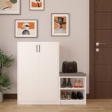 ASRA TREND Beyaz A-21 Modern Ayakkabılık ve Konforlu Suni Deri Puf Seti%100 MDFLAM