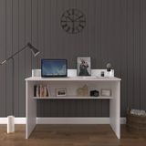 Asra Trend Beyaz Çm-01 Alt Raflı Bilgisayar ve Çalışma Masası 120X60 cm Geniş TABLA%100 Mdflam Modern Ofis ve Öğrenci Çalışma Istasyonu - 120 x 60 cm - Ahşap - Bej - Siyah