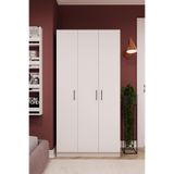ASRA TREND Beyaz G-07 3 Kapaklı Gardırop 90x180 cm 5 Raflı Askılıklı Elbise Dolabı Kompakt Genç Odası Antre Düzenleyici%100 MDFLAM