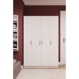 ASRA TREND Beyaz G-08 4 Kapaklı Gardırop 120x180 cm Çok Raflı Askılı Elbise Dolabı%100 MDFLAM Yatak Odası Genç Odası Kıyafet Dolabı