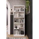 ASRA TREND Beyaz K002 5 Raflı Kitaplık 56 cm Genişlik Modern Kütüphane Dar Alan Uyumlu%100 MDFLAM Dekoratif Raf Ünitesi