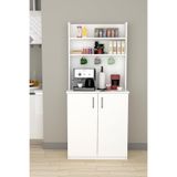 ASRA TREND Beyaz KAHVE01 Kahve Köşesi Mutfak Kiler Dolabı 80x180 cm Açık Raflı Fincanlık Kapaklı Alt Depolama Ünitesi Servis Bankosu%100 MDFLAM