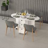 ASRA TREND Beyaz KM-08 Çekmeceli Katlanır Mutfak Masası ve Kiler Dolabı 141x75 cm%100 MDFLAM