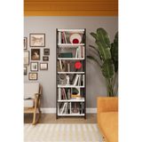 ASRA TREND Beyaz METALK02 6 Raflı Metal Kitaplık 55 cm Endüstriyel Modern Dekoratif Raf Ünitesi%100 MDFLAM Kitaplık