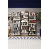 ASRA TREND Beyaz METALK03 3 Modüllü 17 Raflı Metal Kitaplık 165 cm Geniş Endüstriyel Kitaplık Modern Salon Kütüphanesi%100 MDFLAM Raf Ünitesi