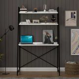 Asra Trend Beyaz Metalkçm01 Metal Kitaplıklı Çalışma Masası 90X170 Cm Endüstriyel Merdiven Tipi Bilgisayar Masası Modern Ofis Ünitesi%100 Md