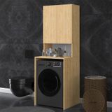 Asra Trend Çamaşır Makinesi Üstü Banyo Dolabı BD-01 %100 MDF İki Kapaklı Organizer Raf Safir Meşe