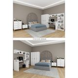 Asra Trend Genç Yatak Odası Takımı 5 Parça %100 Mdf Kitaplık Masa Gardırop Şifonyer Komodin GNC01 - Beyaz