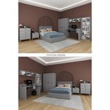 Asra Trend Genç Yatak Odası Takımı 5 Parça %100 Mdf Kitaplık Masa Gardırop Şifonyer Komodin GNC01 - Gri