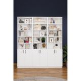 Asra Trend K-50 %100 MDF 180 cm 3 Modüllü Kapaklı Kitaplık Raflı Kütüphane Beyaz