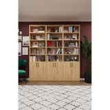 Asra Trend K-51 %100 MDF 180 cm 3 Modüllü Kapaklı Kitaplık Raflı Kütüphane Safir Meşe