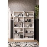 ASRA TREND K003 10 Raflı Geniş Kitaplık – 112 cm Beyaz, Modern Kütüphane, Dar Alan Uyumlu%100 MDFLAM Dekoratif Raf Ünitesi