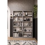 ASRA TREND K003 10 Raflı Geniş Kitaplık – 112 cm Kül Gri, Modern Kütüphane, Dar Alan Uyumlu%100 MDFLAM Dekoratif Raf Ünitesi