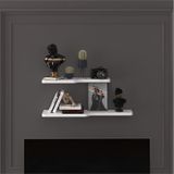 Asra Trend Kıvrımlı Duvar Rafı DRF-03 %100 MDF 2'li Dekoratif Organizer Kitaplık Beyaz