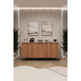 ASRA TREND KNSL01 Petra Desen 4 Kapaklı Konsol 150 cm Geniş Çok Amaçlı Dolap Modern Metal Ayaklı Salon ve Antre Ünitesi%100 MDFLAM