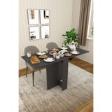 ASRA TREND Koyu Gri Desen KM-32 Ultra İnce Katlanır Masa 133x60 cm 17 cm Kapalı Genişlik 6 Kişilik Yer Tasarruflu Mutfak ve Çalışma Masası%100 MDFLAM