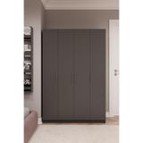 ASRA TREND Koyu Gri G-08 4 Kapaklı Gardırop 120x180 cm Çok Raflı Askılı Elbise Dolabı Modern Yatak Odası Genç Odası Kıyafet Dolabı%100 MDFLAM