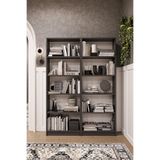 ASRA TREND Koyu Gri K003 10 Raflı Geniş Kitaplık 112 cm Modern Kütüphane Dar Alan Uyumlu%100 MDFLAM Raf Ünitesi