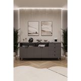 ASRA TREND Koyu Gri KNSL-06 Konsol TV Ünitesi Salon & Yemek Odası Büfesi 180x80x45 cm%100 MDFLAM