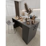 ASRA TREND Koyu Gri MA-04 Dolaplı Mutfak Adası 2 Kapaklı Depolama Alanlı Çok Amaçlı Bar Masası Yemek Masası%100 MDFLAM Modern Mutfak Hazırlık Tezgahı