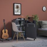 ASRA TREND Koyu Gri MD002 Katlanır Masalı Kitaplık 68x90 cm Tekerlekli Gizli Çalışma Masası Laptop Bölmeli Fonksiyonel Dolap%100 MDFLAM Kompakt Modern Ofis Ünitesi