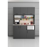 ASRA TREND Koyu Gri - Sidon Meşe Desen KAHVE03 Çok Amaçlı Mutfak Dolabı 138x200 cm Mikrodalga Fırın Bölmeli Geniş Kiler Dolabı Modern Kahve Köşesi Ünitesi%100 MDFLAM