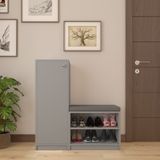 ASRA TREND Kül Gri A-13 Modern Ayakkabılık ve 60 cm Geniş Konforlu Puf Seti%100 MDFLAM
