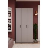 ASRA TREND Kül Gri G-07 3 Kapaklı Gardırop 90x180 cm 5 Raflı Askılıklı Elbise Dolabı Kompakt Genç Odası Antre Dolabı%100 MDFLAM