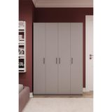 ASRA TREND Kül Gri G-08 4 Kapaklı Gardırop 120x180 cm Çok Raflı Askılı Elbise Dolabı%100 MDFLAM Modern Yatak Odası Genç Odası Kıyafet Dolabı