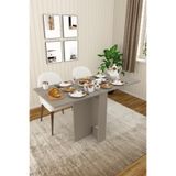 ASRA TREND Kül Gri KM-32 Ultra İnce Katlanır Masa 133x60 cm 17 cm Kapalı Genişlik 6 Kişilik Akıllı Yemek Masası Çalışma Masası%100 MDFLAM