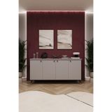 ASRA TREND Kül Gri KNSL01 4 Kapaklı Konsol 150 cm Geniş Depolama Alanlı Çok Amaçlı Dolap%100 MDFLAM Modern Metal Ayaklı Salon ve Antre Ünitesi