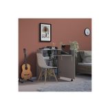 ASRA TREND Kül Gri MD002 Katlanır Masalı Kitaplık 68x90 cm Tekerlekli Gizli Çalışma Masası Laptop Bölmeli Fonksiyonel Dolap%100 MDFLAM Kompakt Ofis Ünitesi