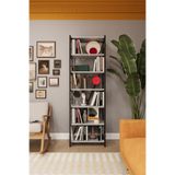 ASRA TREND Kül Gri METALK01 6 Raflı Metal Kitaplık 55 cm Genişlik Endüstriyel Modern Dekoratif Raf Ünitesi%100 MDFLAM Kitaplık