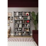 ASRA TREND Kül Gri METALK02 6 Raflı İkili Metal Kitaplık 110 cm Genişlik Endüstriyel Modern Kütüphane%100 MDFLAM Raf Ünitesi