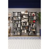ASRA TREND Kül Gri METALK03 3 Modüllü 17 Raflı Metal Kitaplık 165 cm Geniş Modern Salon Kütüphanesi%100 MDFLAM Raf Ünitesi