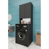 Asra Trend Lüks 2 Kapaklı Çamaşır Makinesi Dolabı %100 MDF 2 Kapaklı Çok Amaçlı Banyo Dolabı BD01 - Antrasit