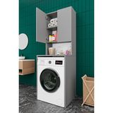 Asra Trend Lüks 2 Kapaklı Çamaşır Makinesi Dolabı %100 MDF 2 Kapaklı Çok Amaçlı Banyo Dolabı BD01 - Gri