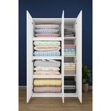 Asra Trend Lüks 3 Kapaklı Çok Amaçlı Yüklük Gardırop %100 Mdf Yatak Yorgan Yastık Saklama Dolabı YK02 - Beyaz