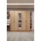 Asra Trend Lüks 5 Kapaklı Çekmeceli Gardırop %100 MDF Askılı Aynalı Düzenleyici Elbise Dolabı G-04 - Sonoma
