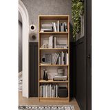 Asra Trend Lüks 5 Raflı Ev Ofis Kitaplık %100 MDF Modern Dekoratif Kütüphane Kitaplık K002 - Safir Meşe