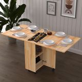 Asra Trend Lüks Ahşap Masif Katlanır Mutfak Yemek Masası %100 MDF Pratik Raflı Çalışma Masası Masif01 - Çam