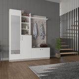 Asra Trend Lüks Aynalı Portmanto Askılı Vestiyer %100 MDF Çok Raflı Ayakkabılık V03 - Retro