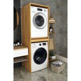 Asra Trend Lüks Çekmeceli Çamaşır Makinesi Dolabı %100 MDF Çamaşır Kurutma Banyo Dolabı BD05 - Meşe