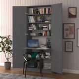 Asra Trend Lüks Dolaplı Çalışma Masası Kitaplıklı Raflı Bilgisayar Ofis Ders Çalışma Yemek Masası MD001 - Antrasit - 80 x 208 x 35
