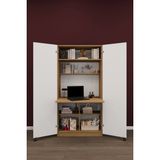 Asra Trend Lüks Dolaplı Çalışma Masası Kitaplıklı Raflı Bilgisayar Ofis Ders Çalışma Yemek Masası MD01 - 80 X 180 - Ahşap - Beyaz