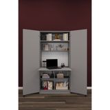 Asra Trend Lüks Dolaplı Çalışma Masası Kitaplıklı Raflı Bilgisayar Ofis Ders Çalışma Yemek Masası MD01 - 80 X 180 - Kül Rengi